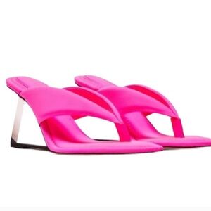 Good American - Neon Pink Heeled Sandals